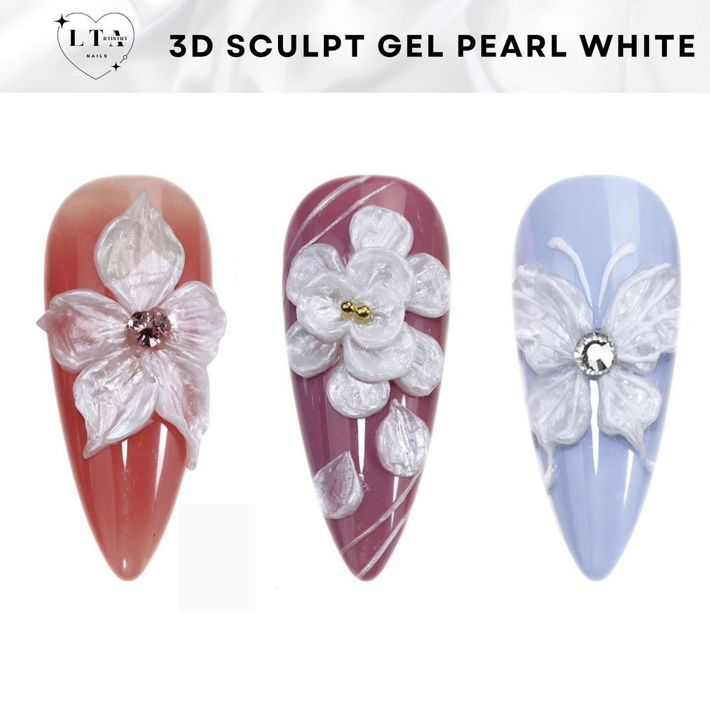 Pearl White 3D Sculpt Gel Solid Non-Stick : Create 3D Nail Art Decoration