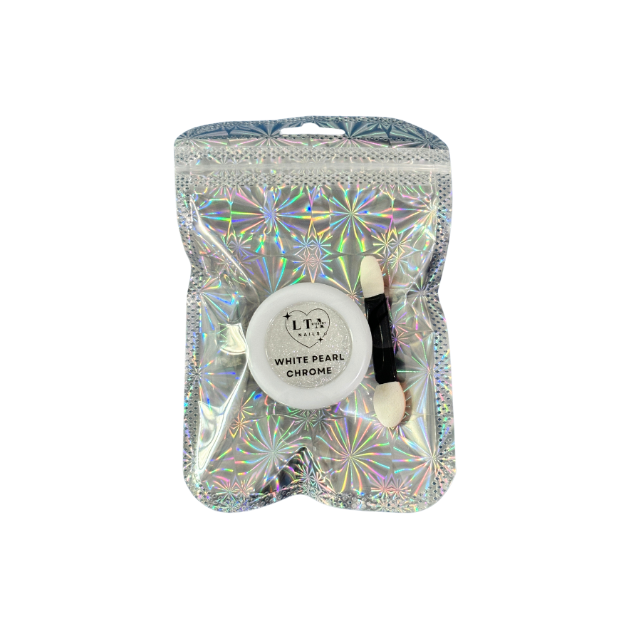 White Pearl Chrome Effect Powder – Flawless Mirror-Like Shine for Stunning Nails