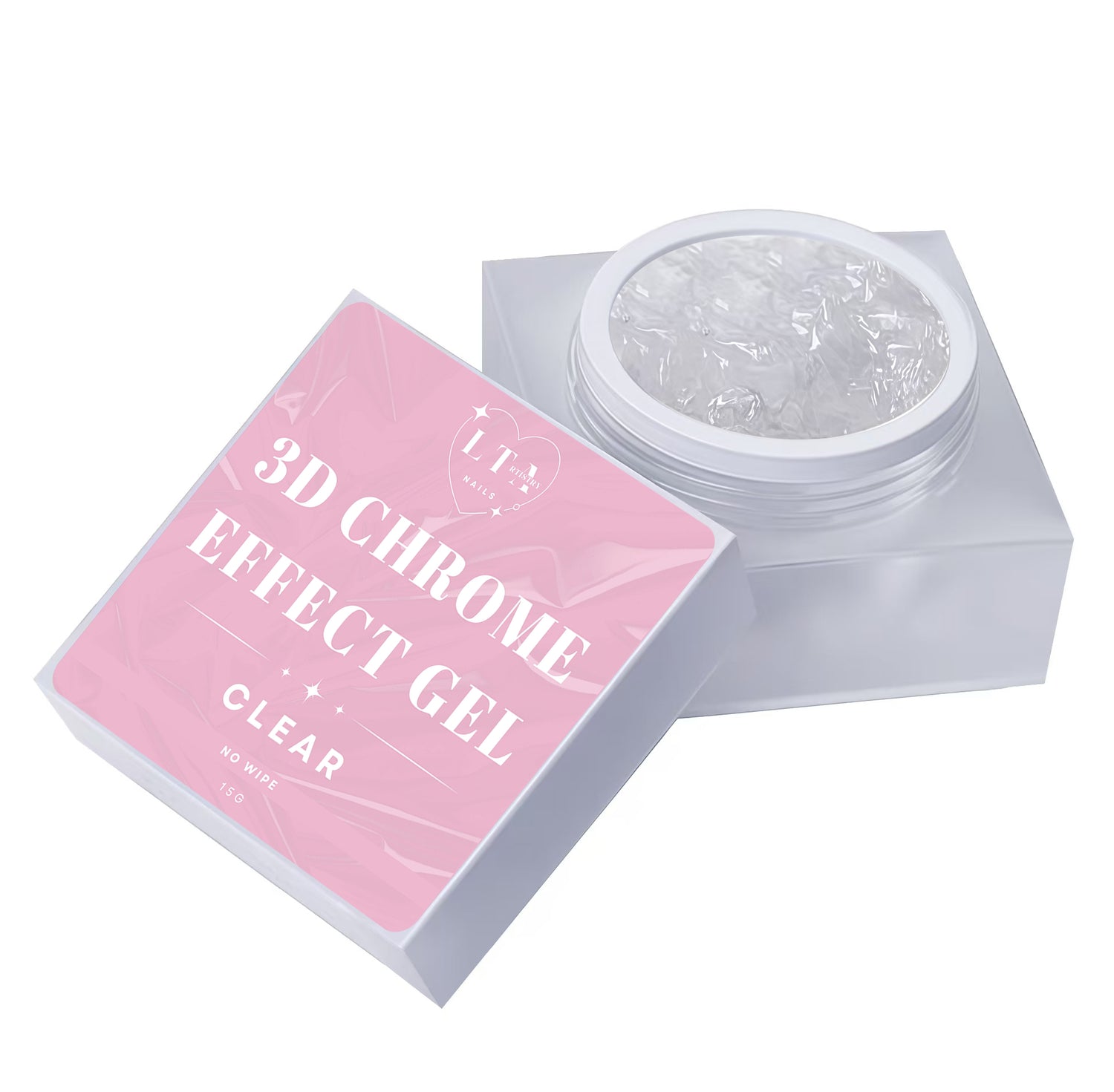 3D Chrome Nail Art Gel Clear  – Mirror-Like Finish for Intricate Designs