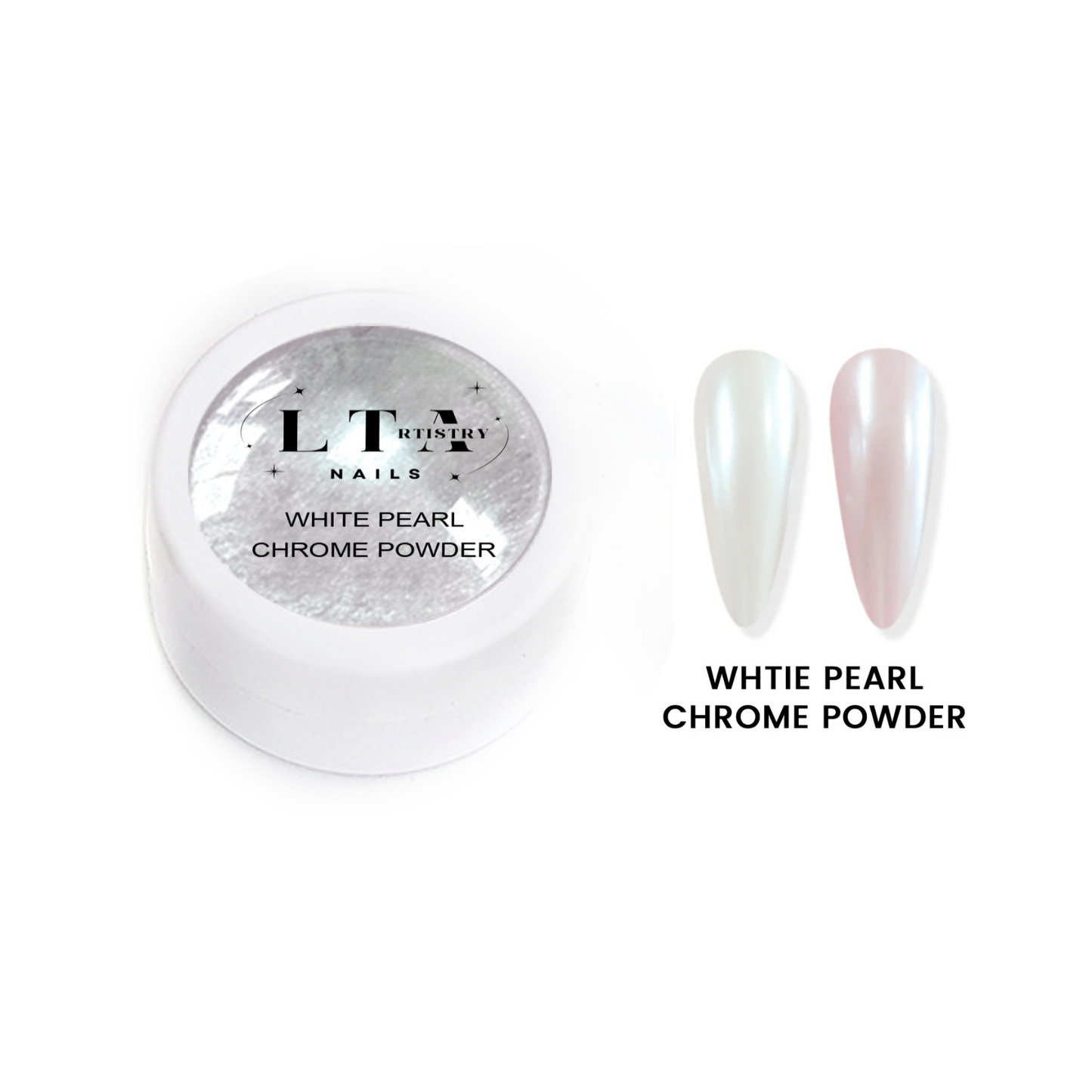 White Pearl Chrome Effect Powder (2 PACK) – Flawless Mirror-Like Shine for Stunning Nails