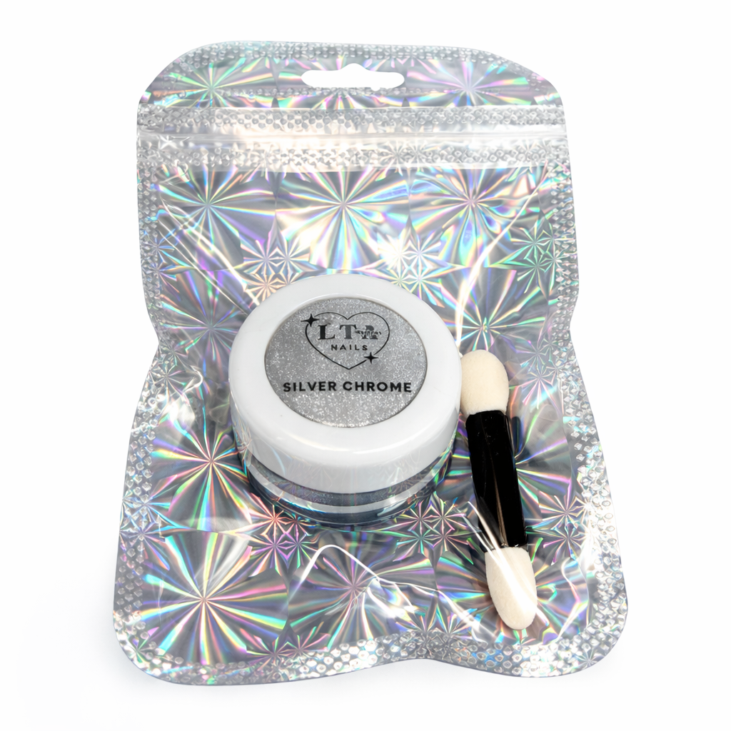 Silver Chrome Nail Powder  - Mirror Metallic Finish