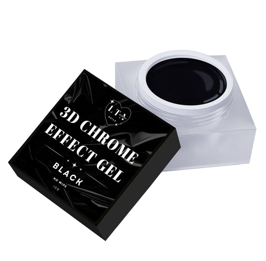 Black 3D chrome effect gel with packaging on a white background