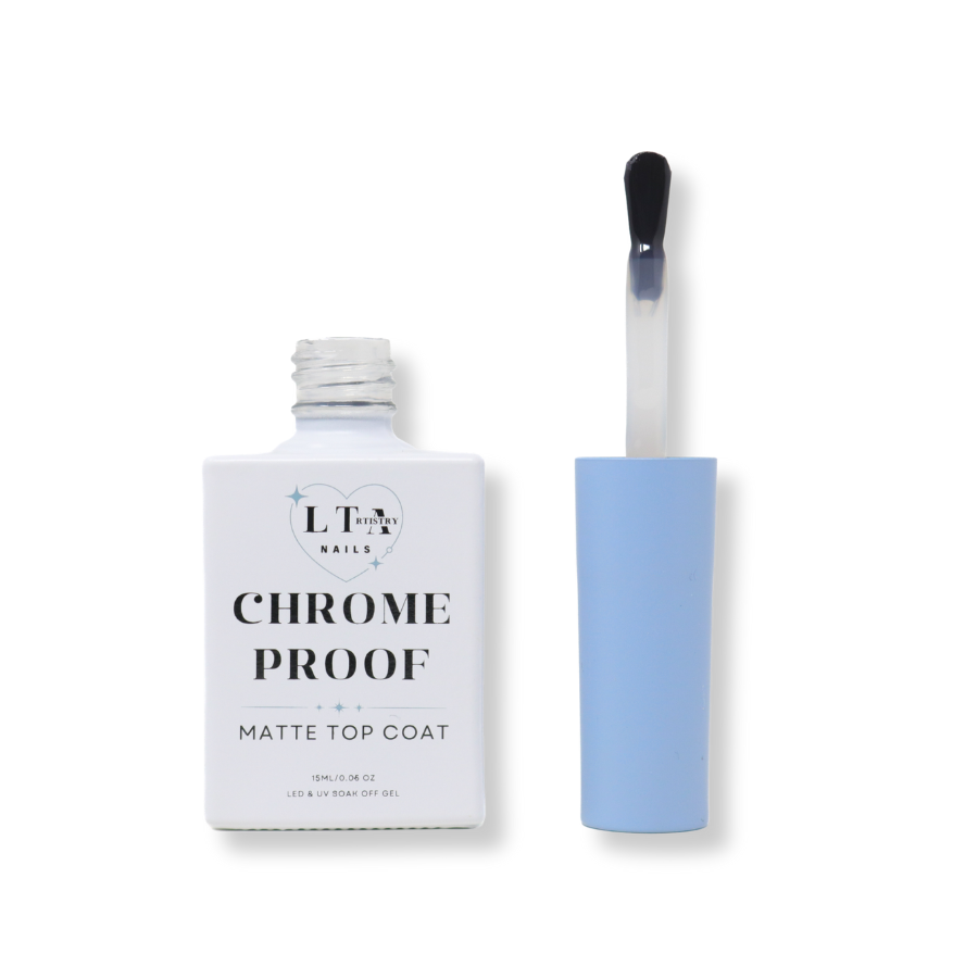 Chrome Proof matte top coat with packaging on a white background